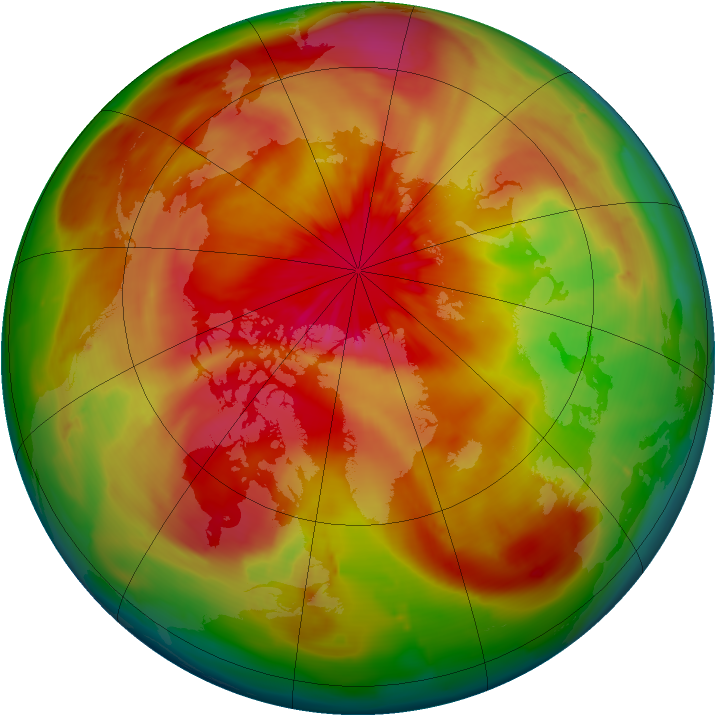 Arctic ozone map for 25 March 2010